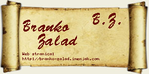 Branko Zalad vizit kartica